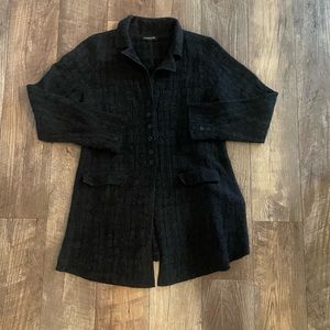 Eileen Fisher gray small button down mid length wool blend cardigan